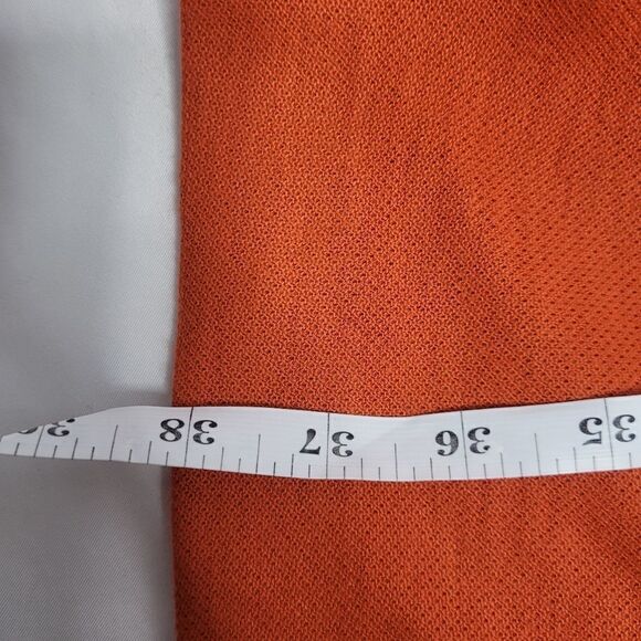 VINTAGE 60s dress orange long sleeve mod‎ sheath with pockets S - Picture 11 of 11